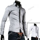 British Style Men's Solid Color Slim Cotton Shirt Fashion Lo