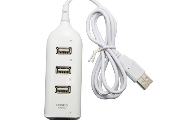 New White Mini USB2.0 High Speed 4 Port Hub Adapter for PC L