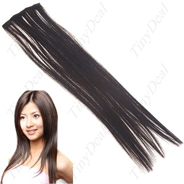 22-inch Clip-on Design Long Straight Wig Synthetic Fiber Hai