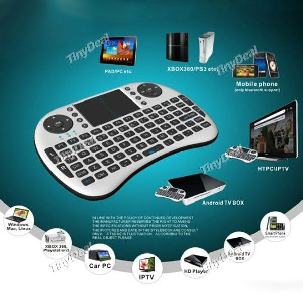 2.4GHz Rii Mini I8 Wireless 92-Key QWERTY Keyboard Mouse wit