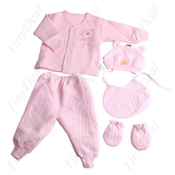 100% Cotton Plain Color Single-Breasted Baby Gift Suit - Top